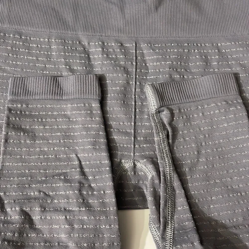 Athleta Shimmer Stripe Tights Cobblestone Gray S